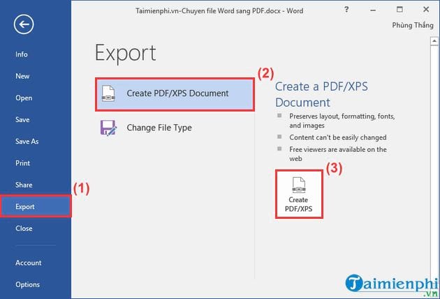 Picture 3 of How to convert a Word file to PDF in Office 2016