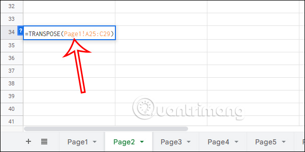 How to convert columns to rows in Google Sheets and vice versa Picture 5