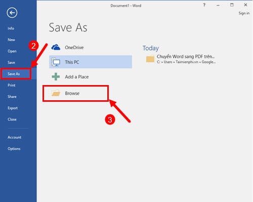 Picture 3 of How to convert Doc and Docx files to PDF in Word 2016
