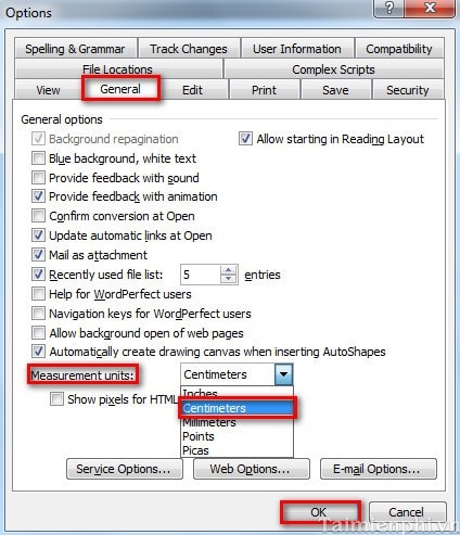 How to convert inches to cm, mm, m in Word all versions Picture 6
