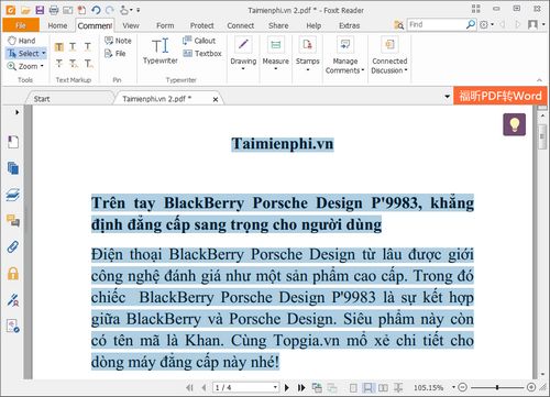 Picture 3 of How to convert PDF to Word using Foxit Reader and UniPDF
