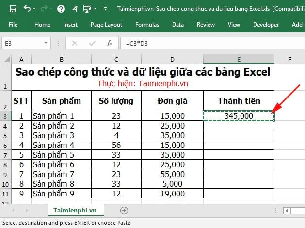 How to copy formulas and data between Excel tables quickly Picture 1