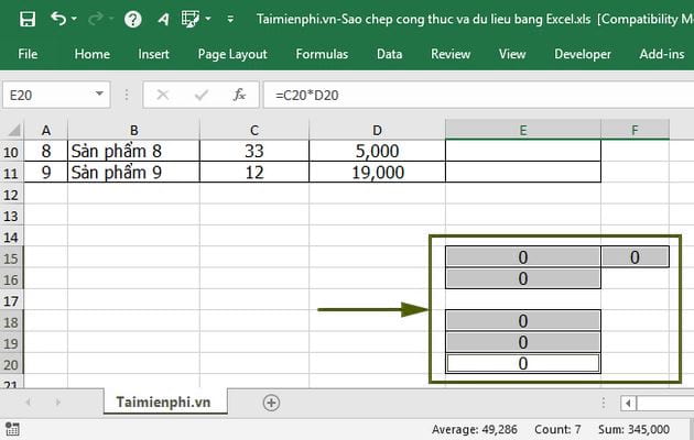 How to copy formulas and data between Excel tables quickly Picture 5