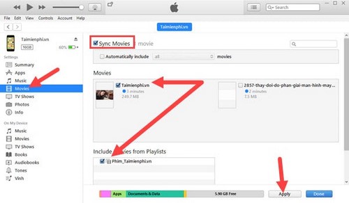Picture 14 of How to copy videos, movies, and music to iPhone and iPad using iTunes on a computer.