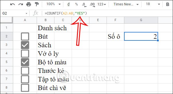 How to count checkboxes in Google Sheets Picture 7