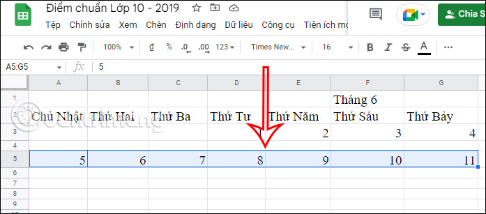 Picture 10 of How to create a calendar in Google Sheets