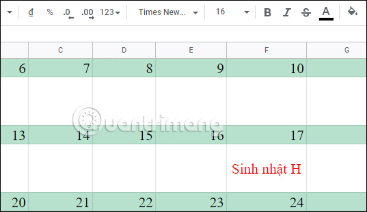 Picture 16 of How to create a calendar in Google Sheets