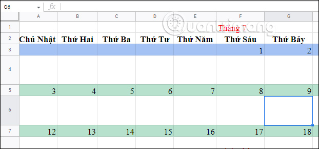 Picture 18 of How to create a calendar in Google Sheets