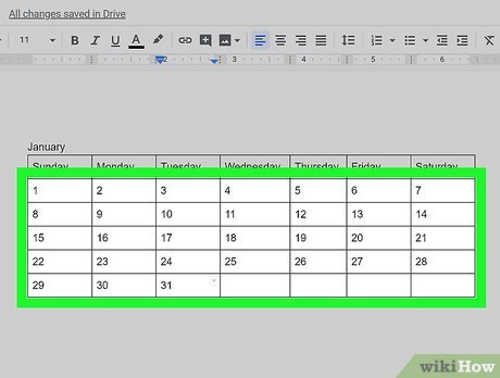 How to Create a Calendar on Google Docs Picture 9