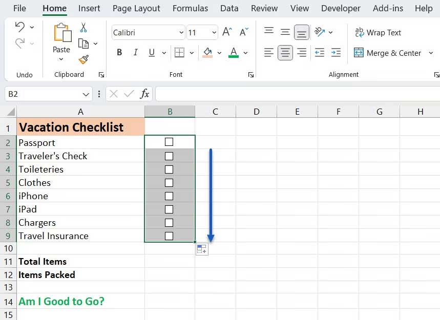 Picture 6 of How to create a checklist in Microsoft Excel