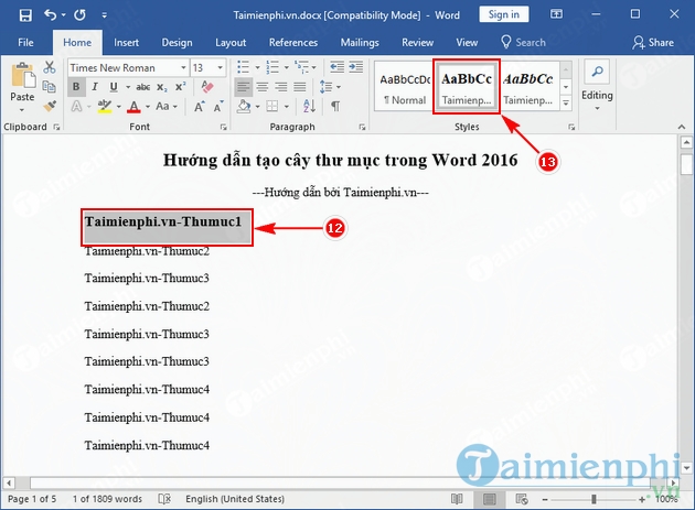 How to create a folder tree in Word 2016 simply and easily Picture 8