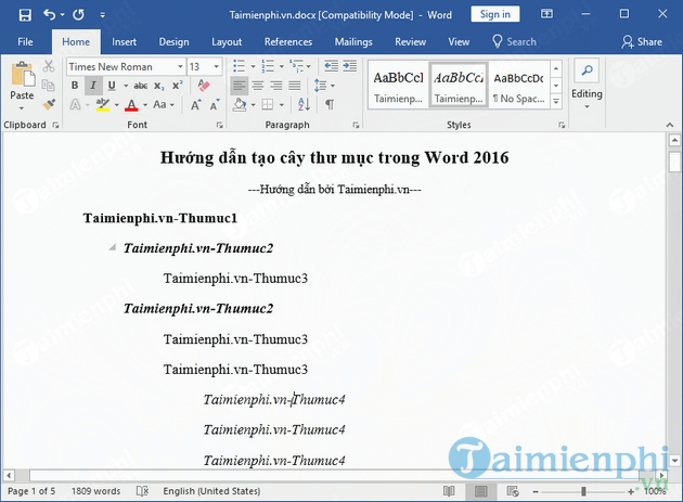 How to create a folder tree in Word 2016 simply and easily Picture 9