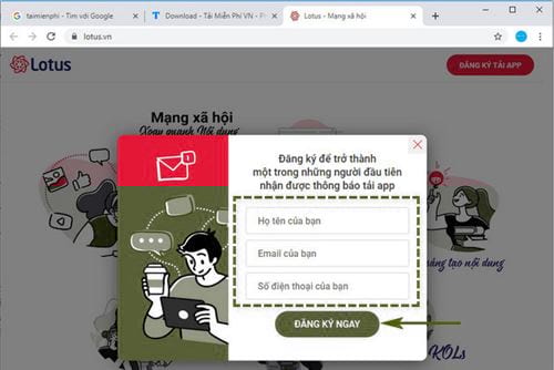 Picture 8 of How to create a Lotus account, a Vietnamese social network.