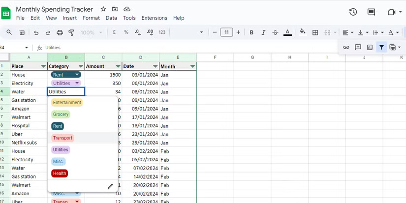 How to Create a Monthly Spending Tracker on Google Sheets Picture 1