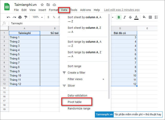 Picture 2 of How to create a Pivot Table in Google Sheets
