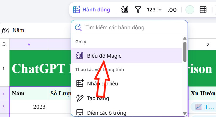 How to create a spreadsheet chart in Canva Sheets Picture 5