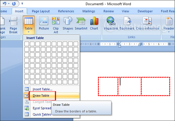 Picture 3 of How to create a table in Word 2007
