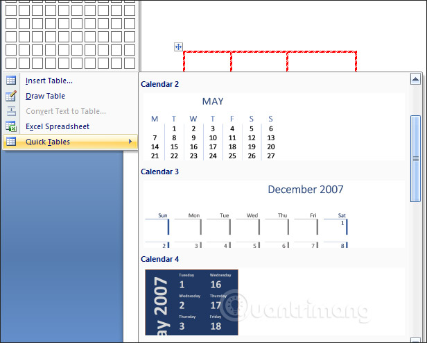 Picture 4 of How to create a table in Word 2007
