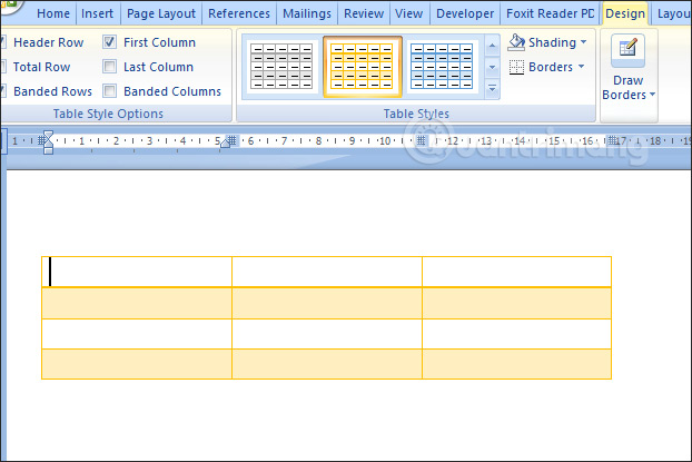 Picture 8 of How to create a table in Word 2007