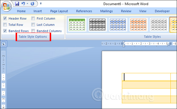 Picture 9 of How to create a table in Word 2007