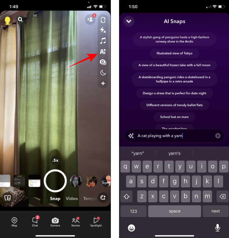 How to create AI photos on Snapchat Picture 1