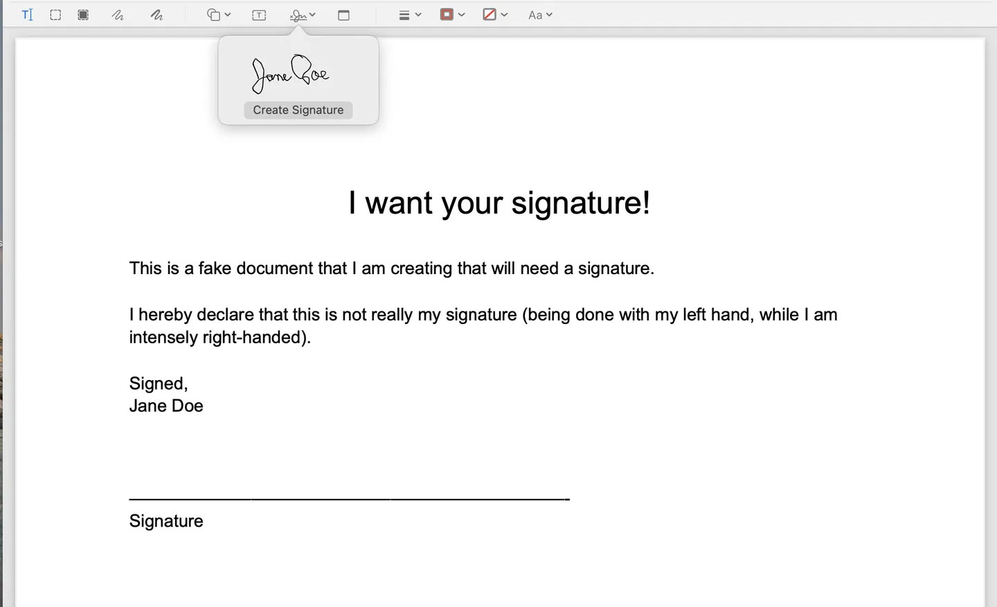 Picture 6 of How to create and insert a signature into a PDF file on a Mac