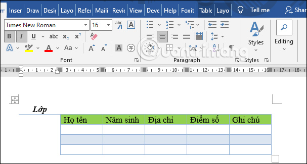 How to create cell spacing in a Word table Picture 1