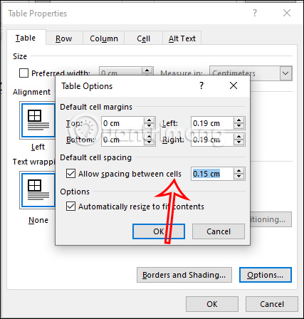 How to create cell spacing in a Word table Picture 4