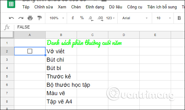 Picture 3 of How to create checkboxes in Google Sheets - Managing content on Google Sheets