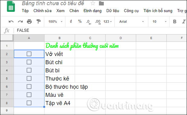 Picture 4 of How to create checkboxes in Google Sheets - Managing content on Google Sheets