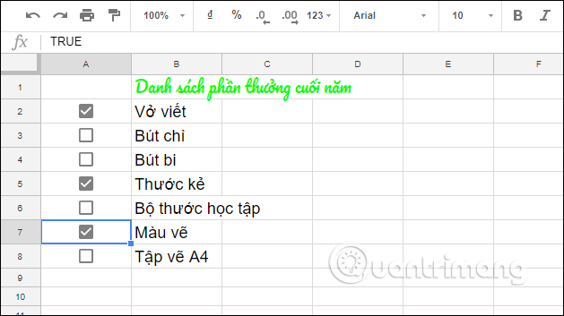 Picture 7 of How to create checkboxes in Google Sheets - Managing content on Google Sheets