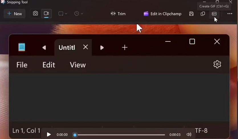 How to create GIF images from screen recording videos on Snipping Tool Picture 1