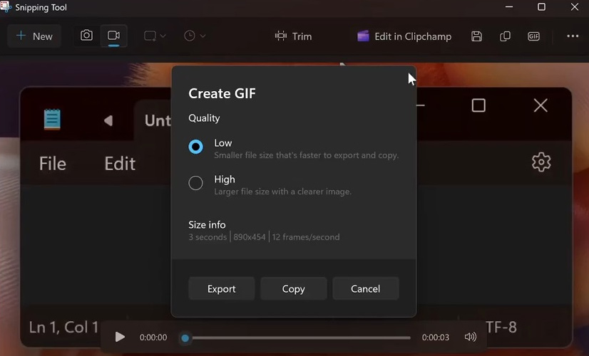 How to create GIF images from screen recording videos on Snipping Tool Picture 2