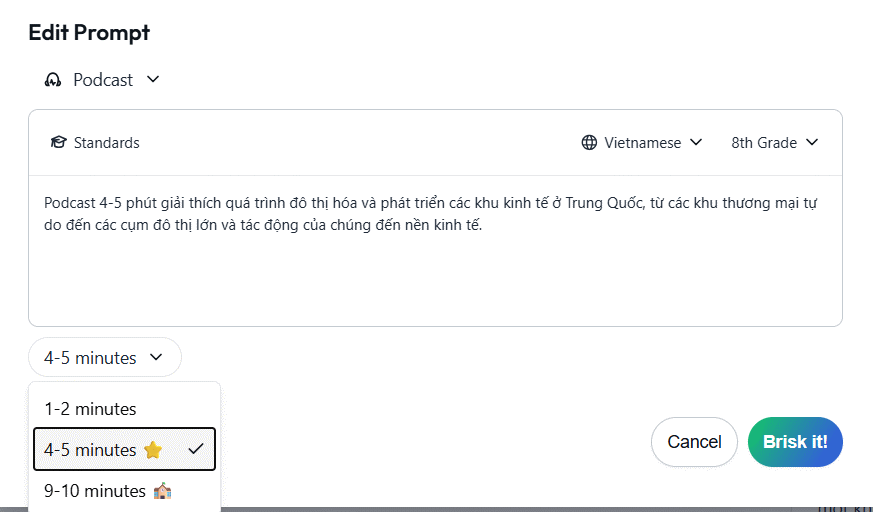 Picture 7 of How to create lesson podcasts using Brisk AI