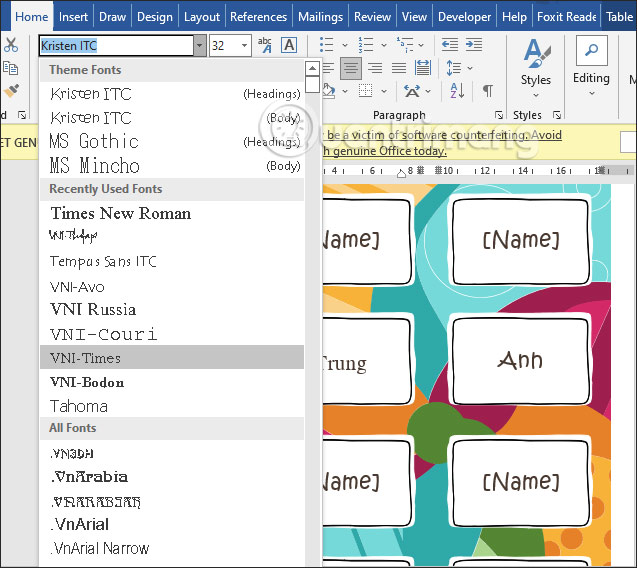 How to create name tags in Word Picture 9