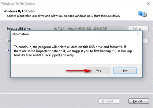 How to create Windows To Go USB using AOMEI Partition Assistant, storing Win operating system Picture 5