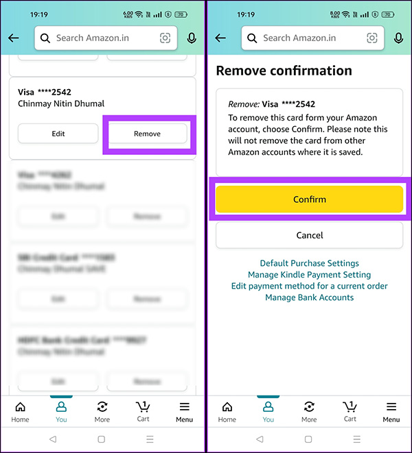 How to delete a payment card on Amazon Picture 7