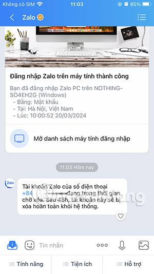 Picture 9 of How to delete a Zalo account on your phone, cancel the deletion of a Zalo account.