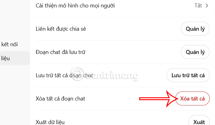 Instructions to delete all ChatGPT chat history on phone, computer Picture 3