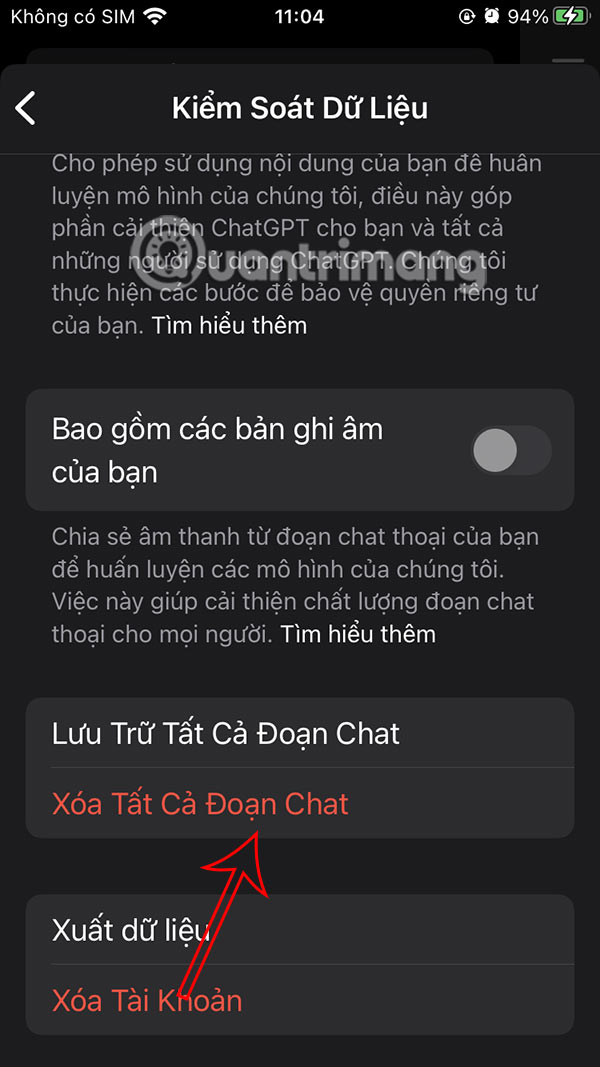 Instructions to delete all ChatGPT chat history on phone, computer Picture 8