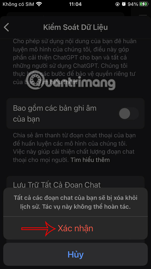Instructions to delete all ChatGPT chat history on phone, computer Picture 9