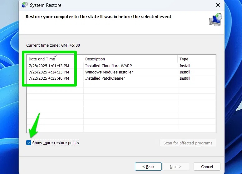 How to delete individual system restore points in Windows Picture 2