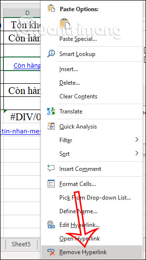 How to delete links in Excel, delete hyperlinks in Excel - TipsMake.com