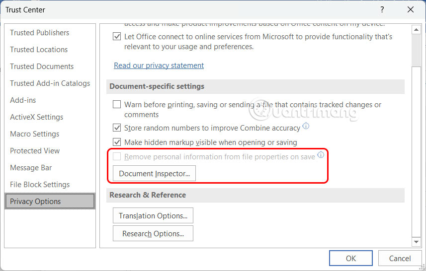 How to remove personal information from a Word document Picture 8