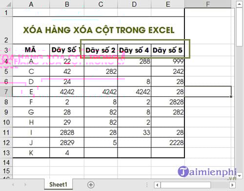How to delete rows and columns in Excel with mouse or key Picture 5