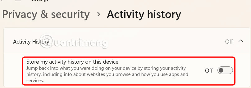 How to disable activity history on Windows 11 Picture 5