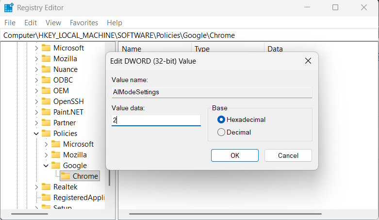 How to disable AI on the address bar and new tabs in Chrome. Picture 7