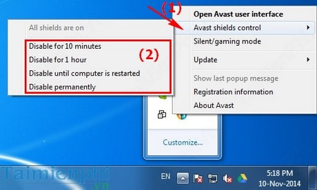 Picture 2 of How to disable Avast for a specific period of time.