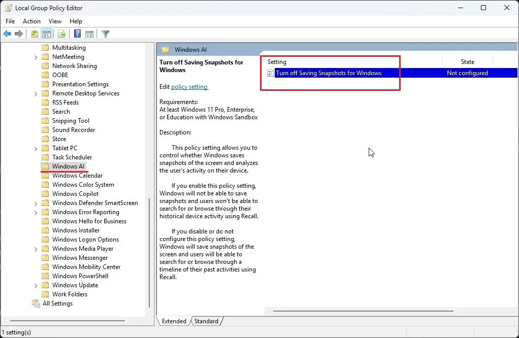 How to disable Windows Recall on Copilot+ PC Picture 13