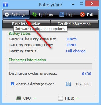 Picture 2 of How to display CPU and HDD temperatures on BatteryCare